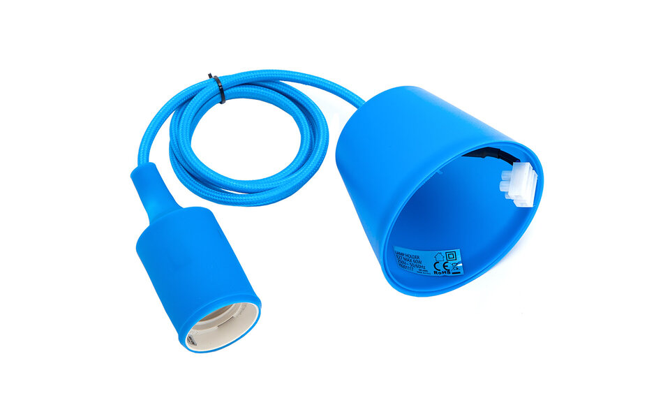 HLW LED Stylish LED Pendant Lamp Aigi Yuka - Fabric LED Lamp Round Matte Blue, E27 Fitting