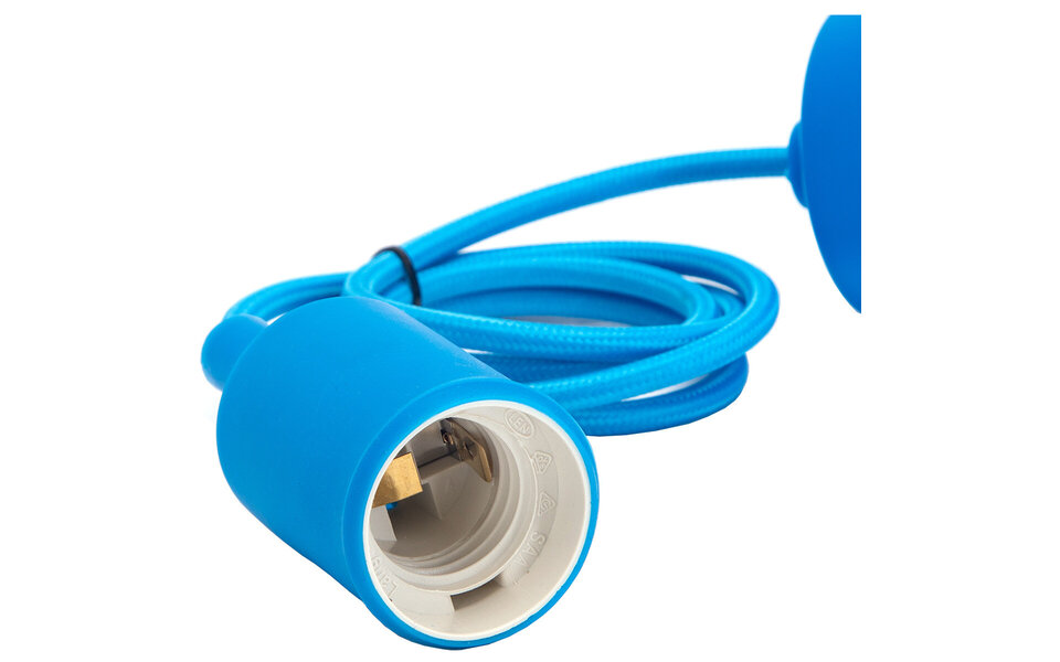 HLW LED Stijlvolle LED Hanglamp Aigi Yuka - Stoffen LED Lamp Rond Mat Blauw, E27 Fitting