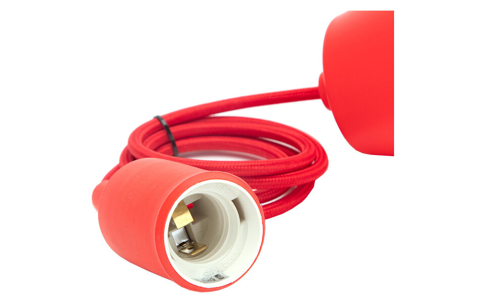 HLW LED Fabric LED Pendant Lamp Aigi Yuka - Round LED Lamp with E27 Fitting, Matte Red HLW LED Fabric LED Pendant Lamp Aigi Yuka - Round LED Lamp with E27 Fitting, Matte Red