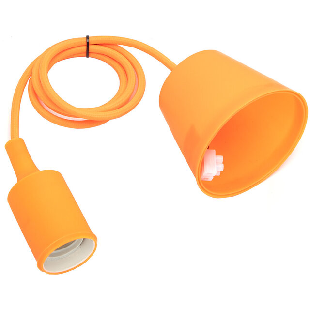 LED Hanglamp Aigi Yuka - Ronde Stoffen LED Lamp Mat Oranje Verlichting per ruimte