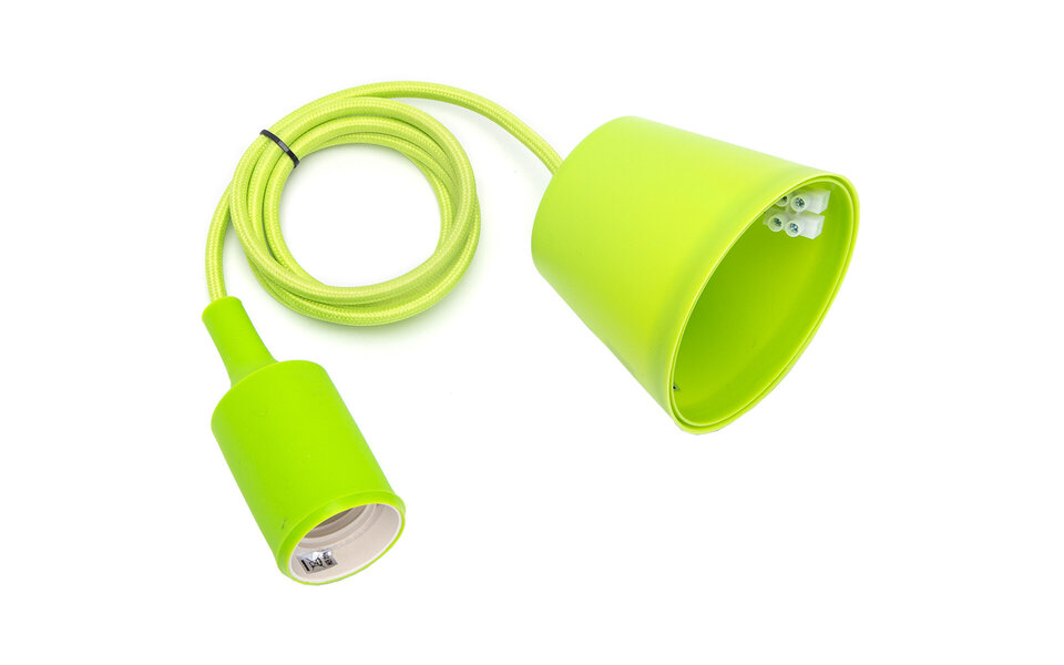 HLW LED Fabric LED Pendant Lamp Aigi Yuka - Round Matte Green, Rotatable, E27 Fitting