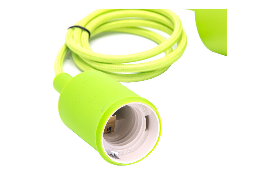 HLW LED Fabric LED Pendant Lamp Aigi Yuka - Round Matte Green, Rotatable, E27 Fitting