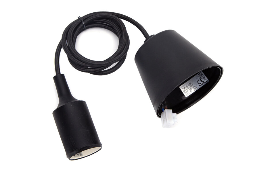 HLW LED LED Hanglamp Aigi Yuka - Stoffen Zwarte LED Hanglamp Rond Mat Zwart