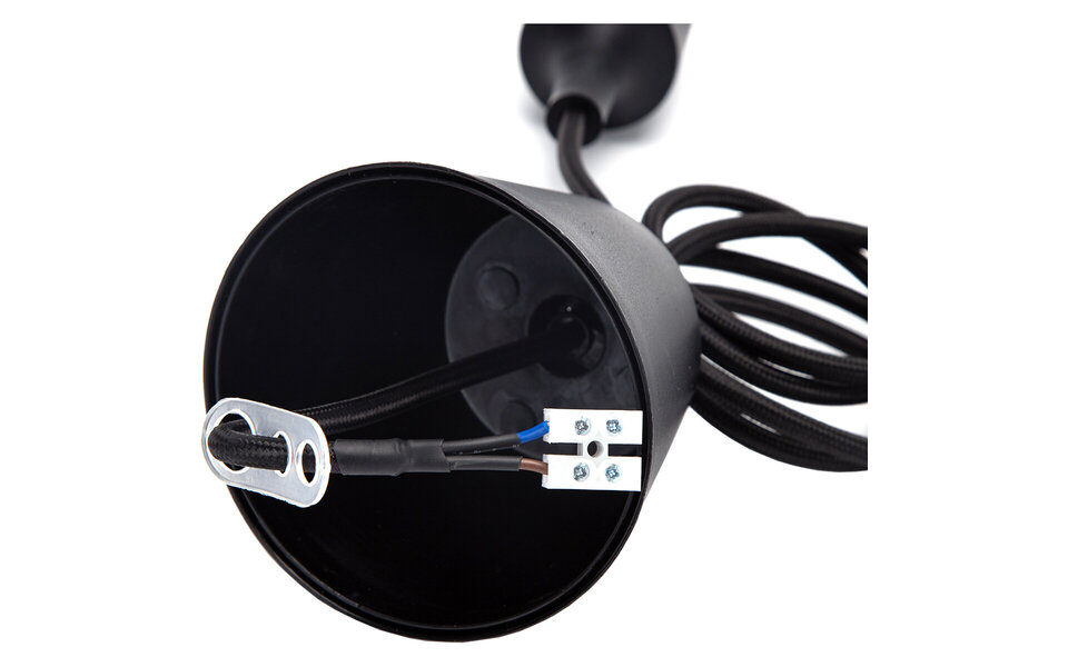 HLW LED LED Hanglamp Aigi Yuka - Stoffen Zwarte LED Hanglamp Rond Mat Zwart