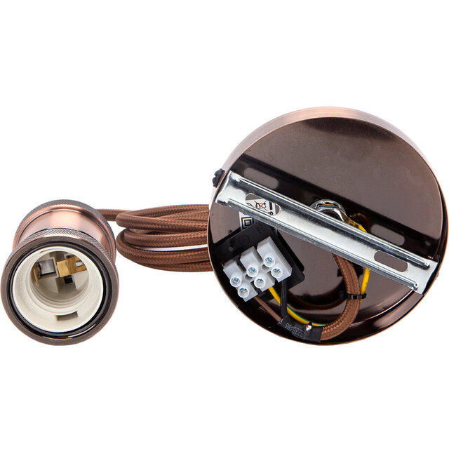 Ronde moderne LED hanglamp in mat koper met E27 fitting en 60W vermogen Ronde moderne LED hanglamp in mat koper met E27 fitting en 60W vermogen