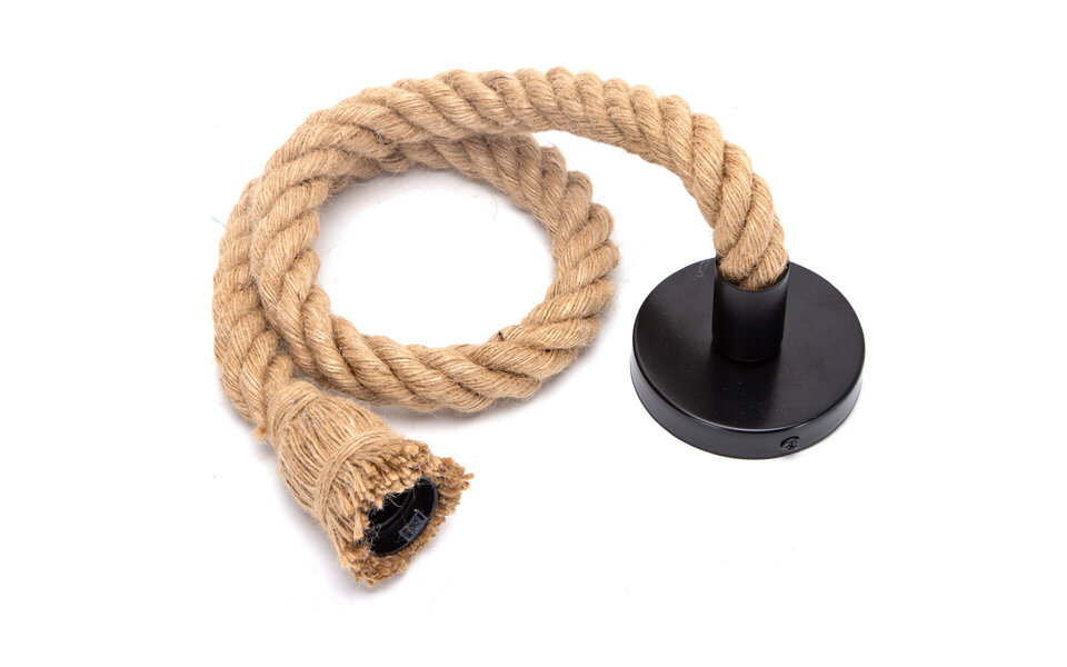 HLW LED Black LED Pendant Lamp Aigi Nurry - Round LED Lamp with Rope and E27 Fitting