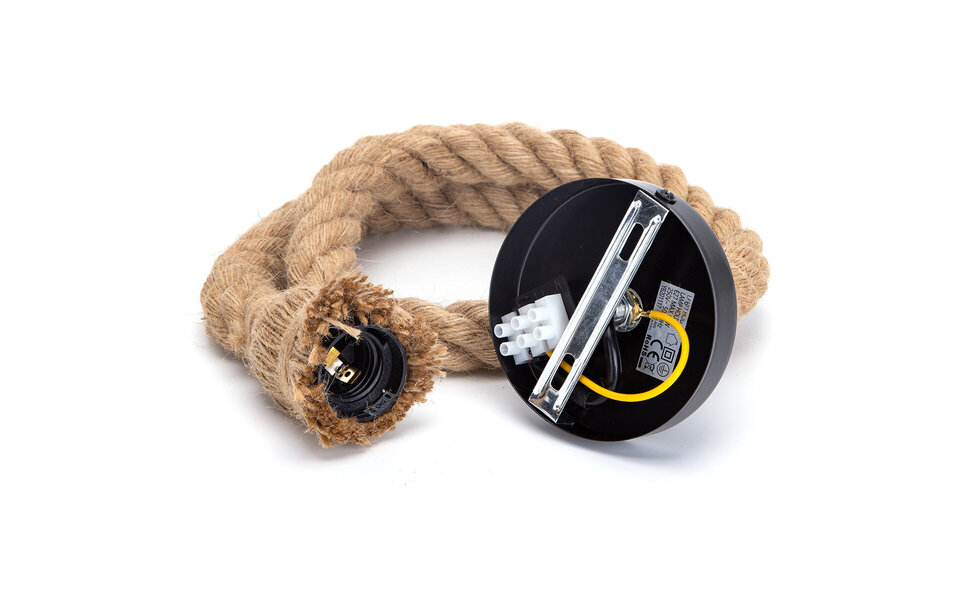 HLW LED Black LED Pendant Lamp Aigi Nurry - Round LED Lamp with Rope and E27 Fitting