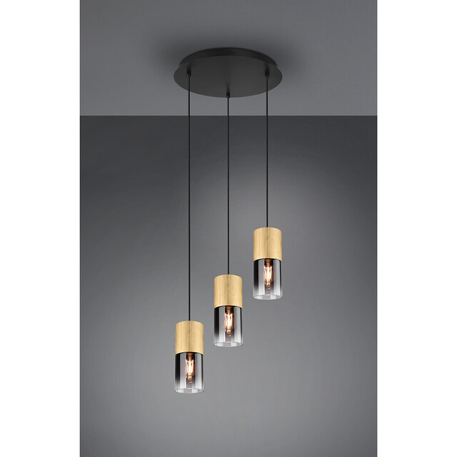 HLW LED Gold LED Pendant Lamp Trion Roba - 3-light Round Matte Gold Aluminum, E27