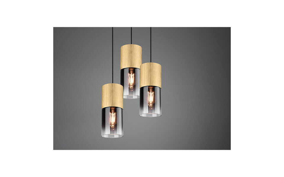HLW LED Gold LED Pendant Lamp Trion Roba - 3-light Round Matte Gold Aluminum, E27