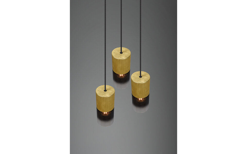 HLW LED Gouden LED Hanglamp Trion Roba - 3-lichts Rond Mat Goud Aluminium, E27