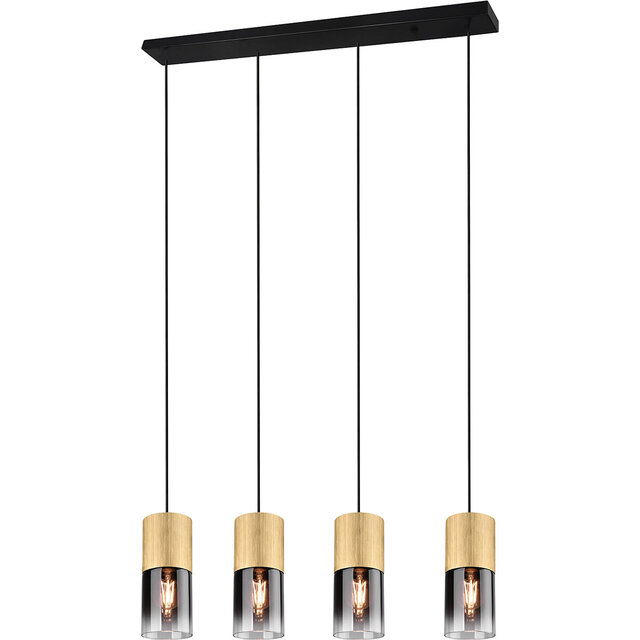 vierlichts mat gouden LED hanglamp met E27 fitting en modern design