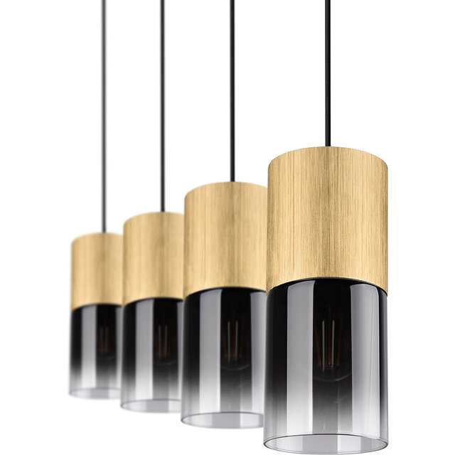 HLW LED Gouden LED Hanglamp Trion Roba - 4-lichts, E27 Fitting, Mat Goud Aluminium