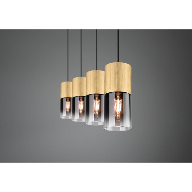 HLW LED Gold LED Pendant Lamp Trion Roba - 4-light, E27 Fitting, Matte Gold Aluminum
