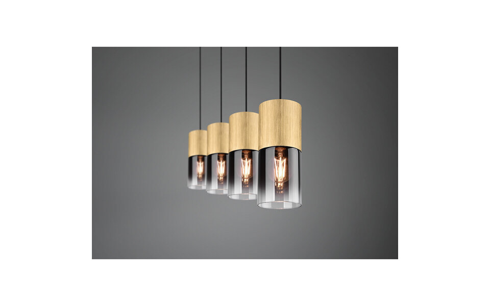 HLW LED Gouden LED Hanglamp Trion Roba - 4-lichts, E27 Fitting, Mat Goud Aluminium