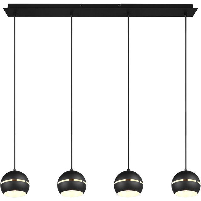 Rechthoekige zwarte LED hanglamp met 4 lichtpunten en modern design, 40W vermogen Rechthoekige zwarte LED hanglamp met 4 lichtpunten en modern design, 40W vermogen