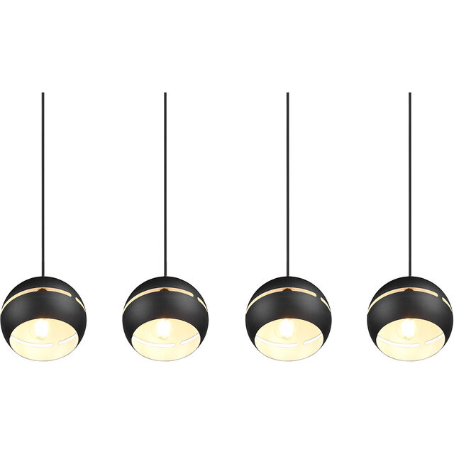HLW LED Black LED Pendant Lamp - 4-light LED Lamp with E14 Fitting, Matte Black HLW LED Black LED Pendant Lamp - 4-light LED Lamp with E14 Fitting, Matte Black