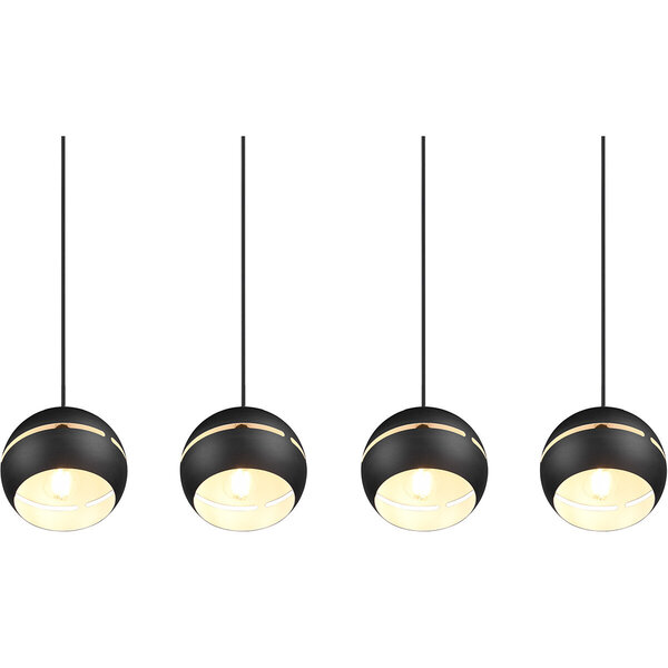 HLW LED Zwarte LED Hanglamp - 4-lichts LED Lamp met E14 Fitting, Mat Zwart HLW LED Zwarte LED Hanglamp - 4-lichts LED Lamp met E14 Fitting, Mat Zwart