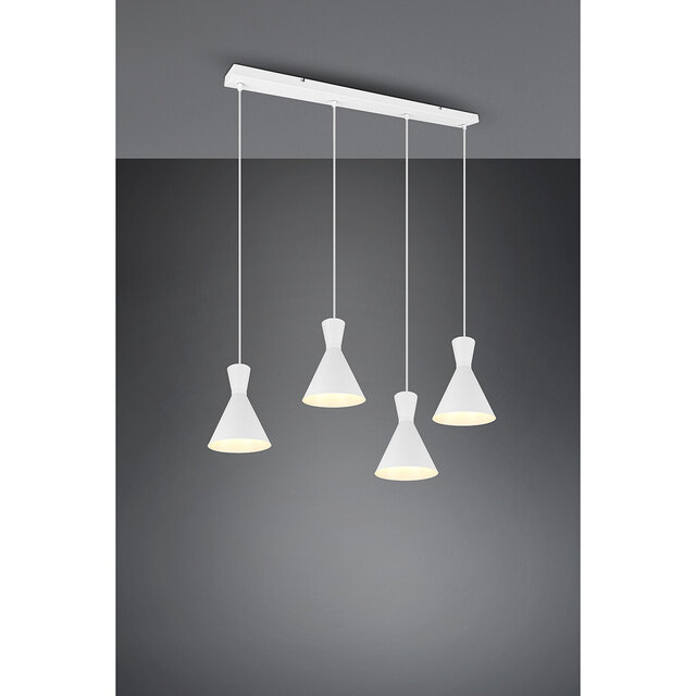HLW LED LED Hanglamp Trion Ewomi - Witte 4-lichts LED Hanglamp met E27 Fitting