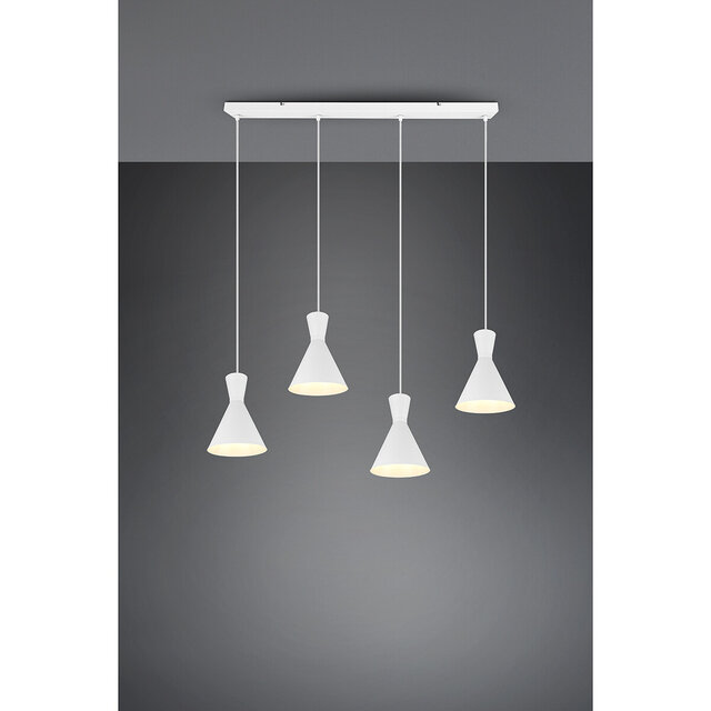 HLW LED LED Hanglamp Trion Ewomi - Witte 4-lichts LED Hanglamp met E27 Fitting