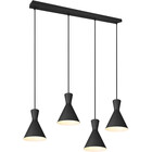 HLW LED Zwarte LED Hanglamp Trion Ewomi - 4-lichts LED lamp met E27 fitting en aluminium