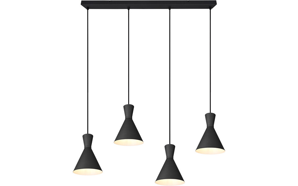 HLW LED Zwarte LED Hanglamp Trion Ewomi - 4-lichts LED lamp met E27 fitting en aluminium