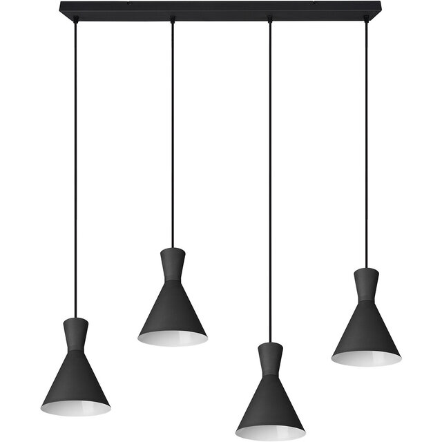 HLW LED Black LED Pendant Lamp Trion Ewomi - 4-light LED lamp with E27 fitting and aluminum
