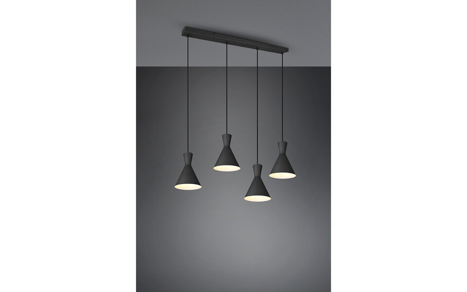 HLW LED Black LED Pendant Lamp Trion Ewomi - 4-light LED lamp with E27 fitting and aluminum
