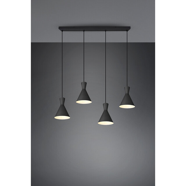 HLW LED Black LED Pendant Lamp Trion Ewomi - 4-light LED lamp with E27 fitting and aluminum