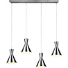 vierlichts moderne LED hanglamp in mat nikkel aluminium met E27 fittingen en 28W vermogen
