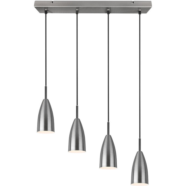 Moderne 4-lichts LED hanglamp Farona in mat nikkel met 25W vermogen en E14 fittingen