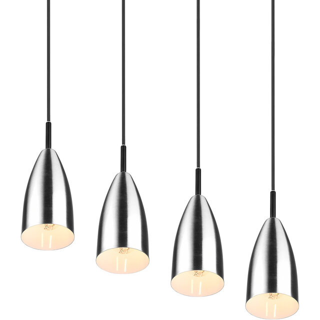 HLW LED LED Pendant Lamp Farona - 4-light Pendant Lighting with Matte Nickel & E14 fitting