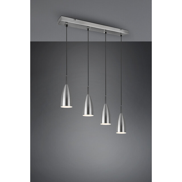 HLW LED LED Hanglamp Farona - 4-lichts Hangverlichting met Mat Nikkel & E14 fitting HLW LED LED Hanglamp Farona - 4-lichts Hangverlichting met Mat Nikkel & E14 fitting