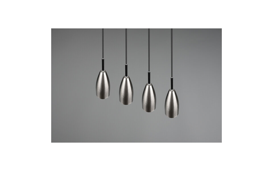 HLW LED LED Pendant Lamp Farona - 4-light Pendant Lighting with Matte Nickel & E14 fitting