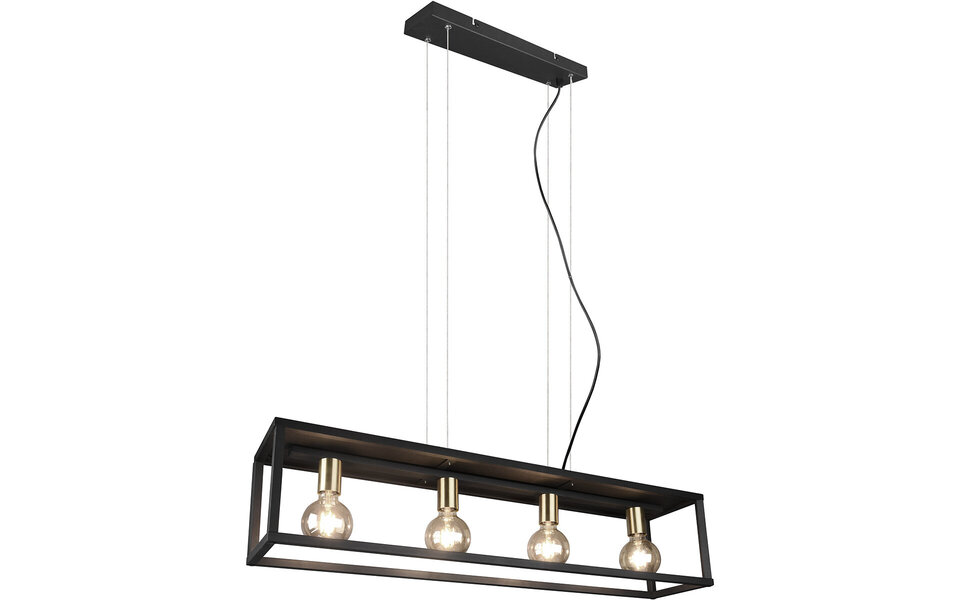 HLW LED Zwarte LED Hanglamp Trion Kandin - 4-lichts, Mat Zwart Aluminium, E27 Fitting HLW LED Zwarte LED Hanglamp Trion Kandin - 4-lichts, Mat Zwart Aluminium, E27 Fitting