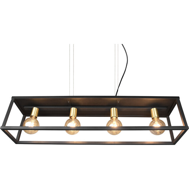 HLW LED Zwarte LED Hanglamp Trion Kandin - 4-lichts, Mat Zwart Aluminium, E27 Fitting HLW LED Zwarte LED Hanglamp Trion Kandin - 4-lichts, Mat Zwart Aluminium, E27 Fitting