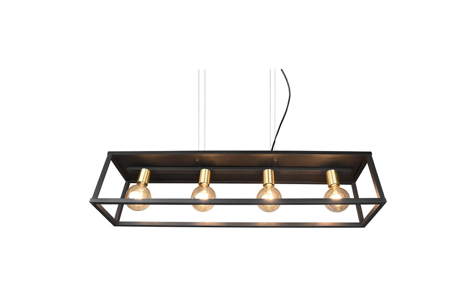 HLW LED Zwarte LED Hanglamp Trion Kandin - 4-lichts, Mat Zwart Aluminium, E27 Fitting HLW LED Zwarte LED Hanglamp Trion Kandin - 4-lichts, Mat Zwart Aluminium, E27 Fitting