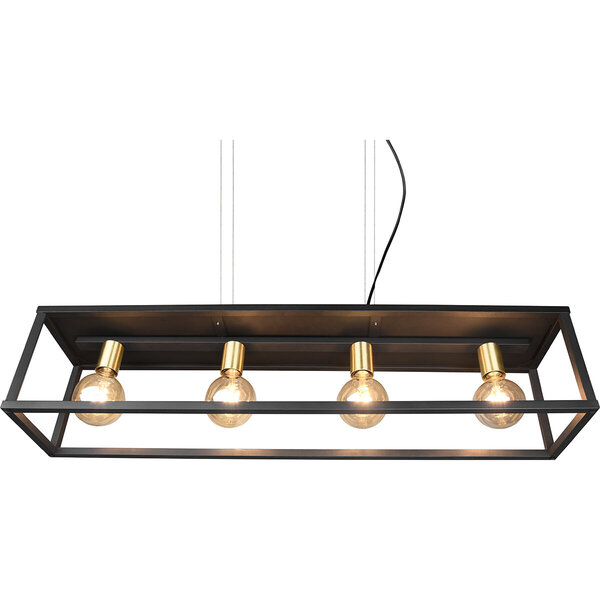 HLW LED Zwarte LED Hanglamp Trion Kandin - 4-lichts, Mat Zwart Aluminium, E27 Fitting HLW LED Zwarte LED Hanglamp Trion Kandin - 4-lichts, Mat Zwart Aluminium, E27 Fitting