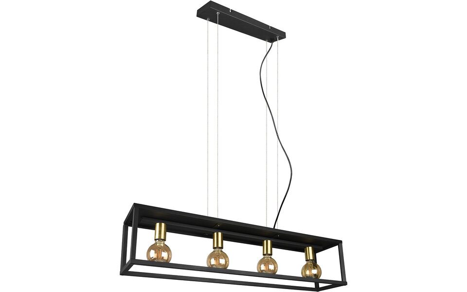 HLW LED Zwarte LED Hanglamp Trion Kandin - 4-lichts, Mat Zwart Aluminium, E27 Fitting HLW LED Zwarte LED Hanglamp Trion Kandin - 4-lichts, Mat Zwart Aluminium, E27 Fitting