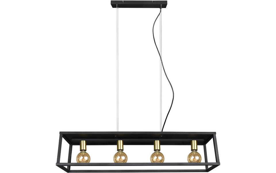 HLW LED Zwarte LED Hanglamp Trion Kandin - 4-lichts, Mat Zwart Aluminium, E27 Fitting HLW LED Zwarte LED Hanglamp Trion Kandin - 4-lichts, Mat Zwart Aluminium, E27 Fitting