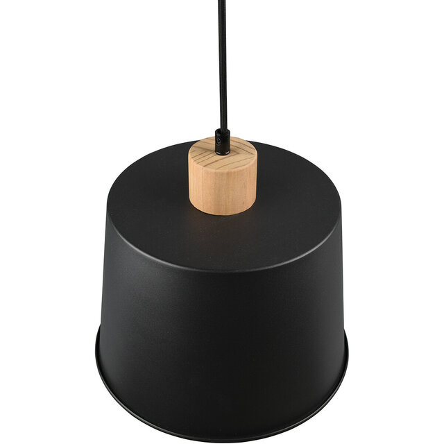 Zwarte moderne LED hanglamp met E27 fitting en 60W vermogen in strakke vorm