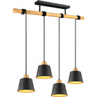 HLW LED Zwarte LED Hanglamp Trion Hittal - 4-lichts, E27 fitting, Mat Zwart Aluminium