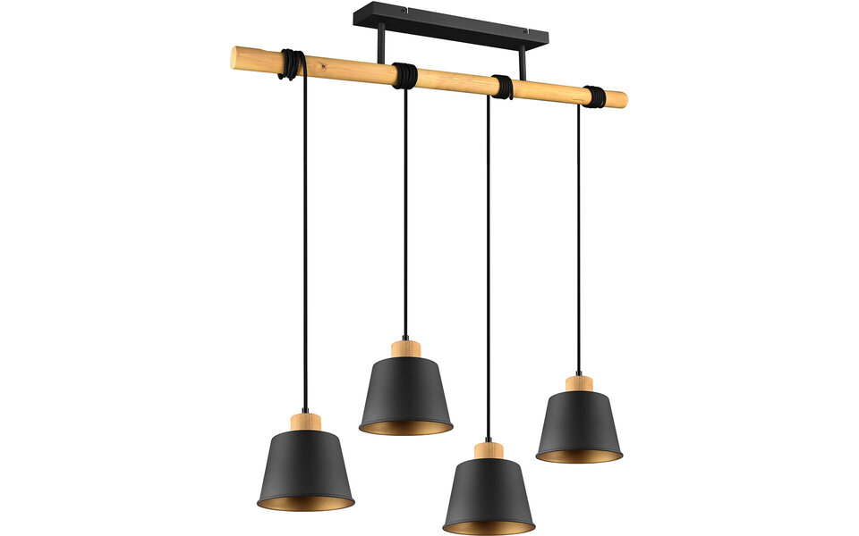 HLW LED Zwarte LED Hanglamp Trion Hittal - 4-lichts, E27 fitting, Mat Zwart Aluminium HLW LED Zwarte LED Hanglamp Trion Hittal - 4-lichts, E27 fitting, Mat Zwart Aluminium