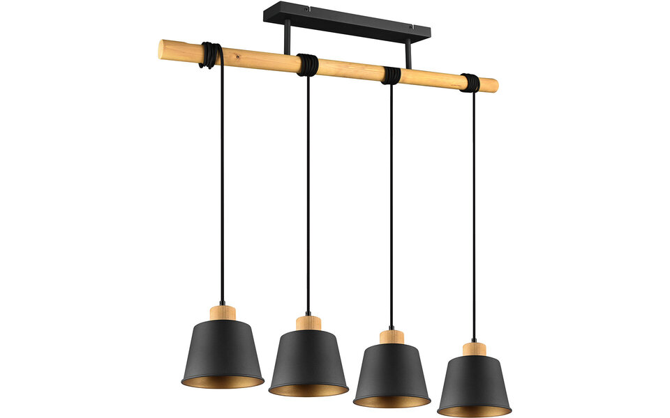 HLW LED Zwarte LED Hanglamp Trion Hittal - 4-lichts, E27 fitting, Mat Zwart Aluminium HLW LED Zwarte LED Hanglamp Trion Hittal - 4-lichts, E27 fitting, Mat Zwart Aluminium