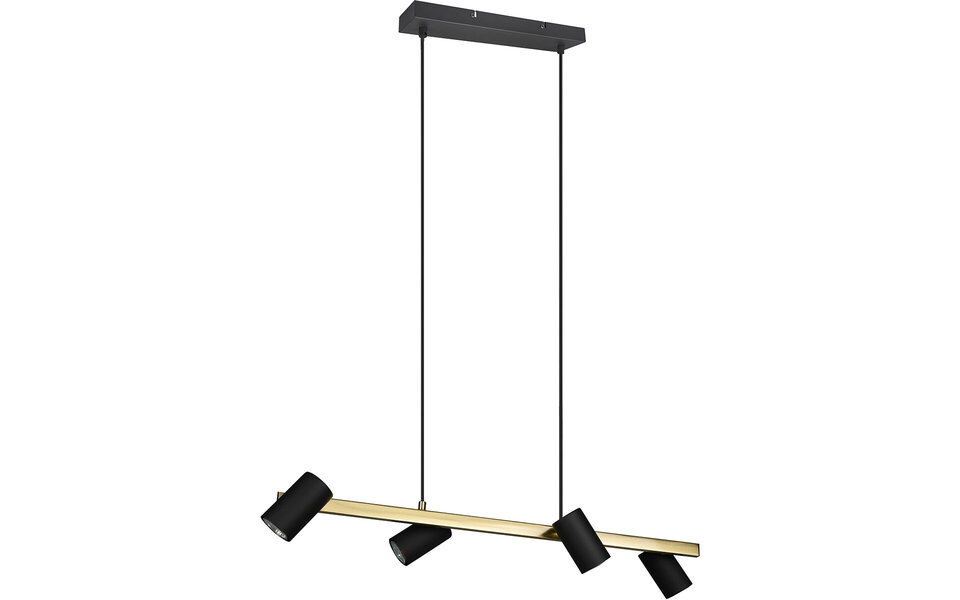 HLW LED Black & Gold LED Pendant Lamp Trion Milona - 4-light LED lamp with GU10 fitting