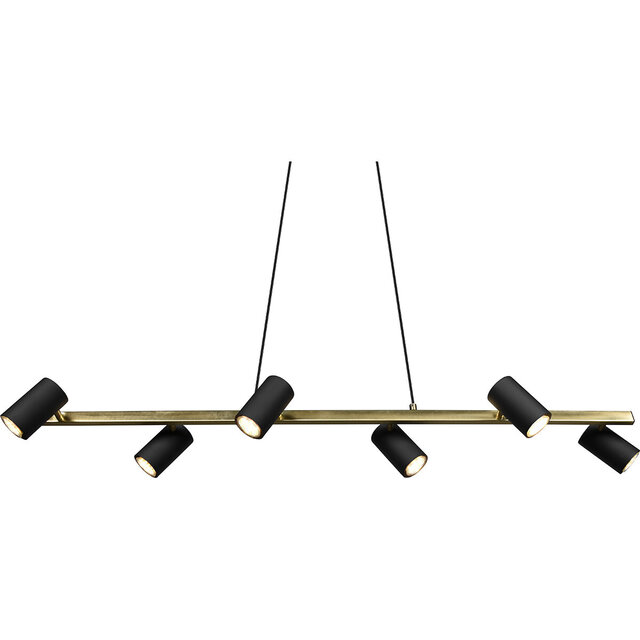 HLW LED Zwarte & Gouden LED Hanglamp Trion Milona - 6-lichts, GU10 fitting, aluminium