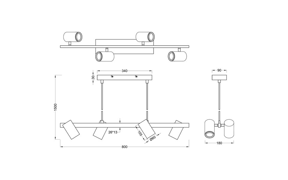 HLW LED LED Hanglamp Trion Milona - 4-lichts Rond Mat Nikkel Aluminium met GU10 Fitting