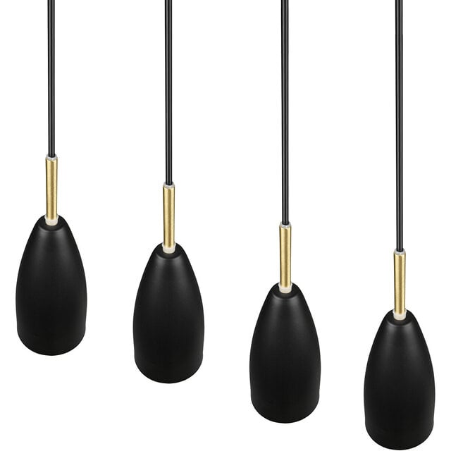 HLW LED Zwarte LED Hanglamp Trion Farona - 4-lichts, Mat Zwart Aluminium, E14 Fitting HLW LED Zwarte LED Hanglamp Trion Farona - 4-lichts, Mat Zwart Aluminium, E14 Fitting