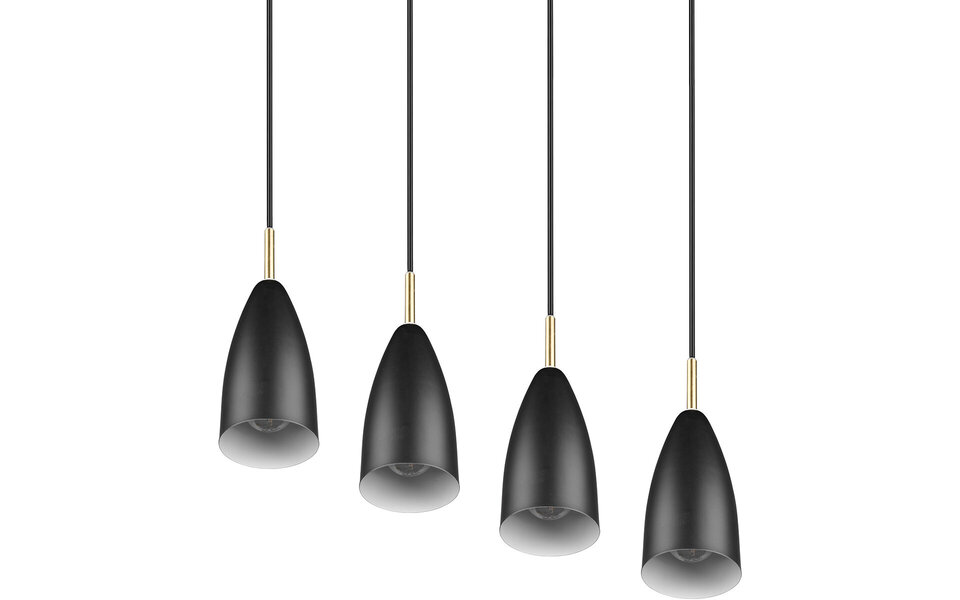 HLW LED Black LED Pendant Lamp Trion Farona - 4-light, Matte Black Aluminum, E14 Fitting