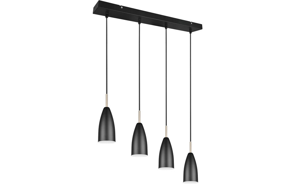HLW LED Zwarte LED Hanglamp Trion Farona - 4-lichts, Mat Zwart Aluminium, E14 Fitting HLW LED Zwarte LED Hanglamp Trion Farona - 4-lichts, Mat Zwart Aluminium, E14 Fitting