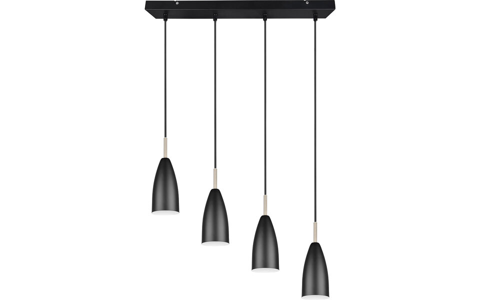 HLW LED Black LED Pendant Lamp Trion Farona - 4-light, Matte Black Aluminum, E14 Fitting